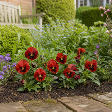 Pansy Delta Pro Red with Blotch 9Pack × 2 Spring & Autumn Bedding Plants Plants By Post