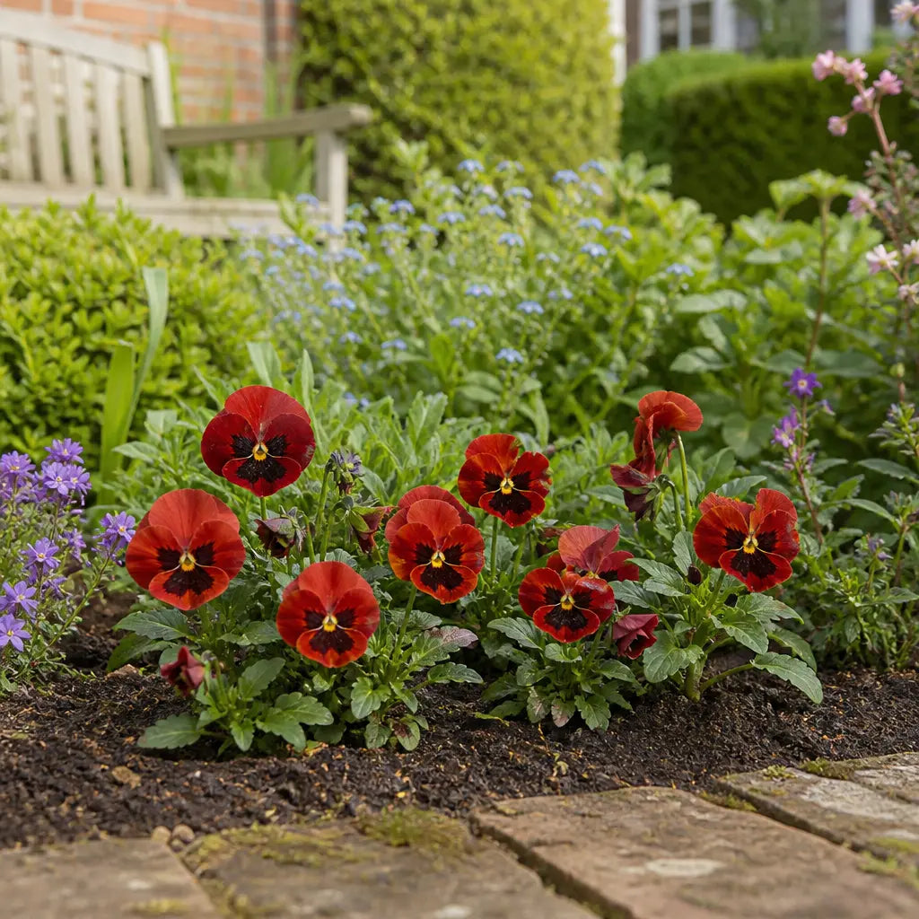 Pansy Delta Pro Red with Blotch 9Pack × 2 Spring & Autumn Bedding Plants Plants By Post