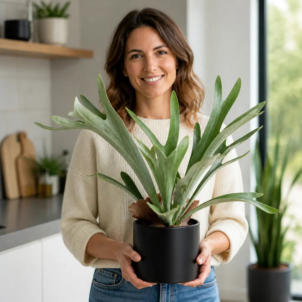 Platycerium Bifurcatum Staghorn Fern – Unique Antler-Shaped Foliage Indoor Houseplant Plants By Post