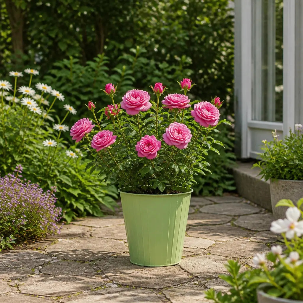 5L Rose Happy Retirement Pink Rose Bush - Beautiful Flowering Garden Plant Plants By Post