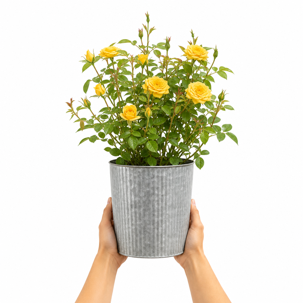 3L Yellow Patio Rose Outdoor Flowering Plant in Decorative Pot