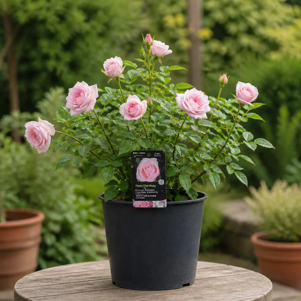 3L Happy Silver Wedding Light Pink Rose Bush - Beautiful Flowering Plant Gift Plants By Post
