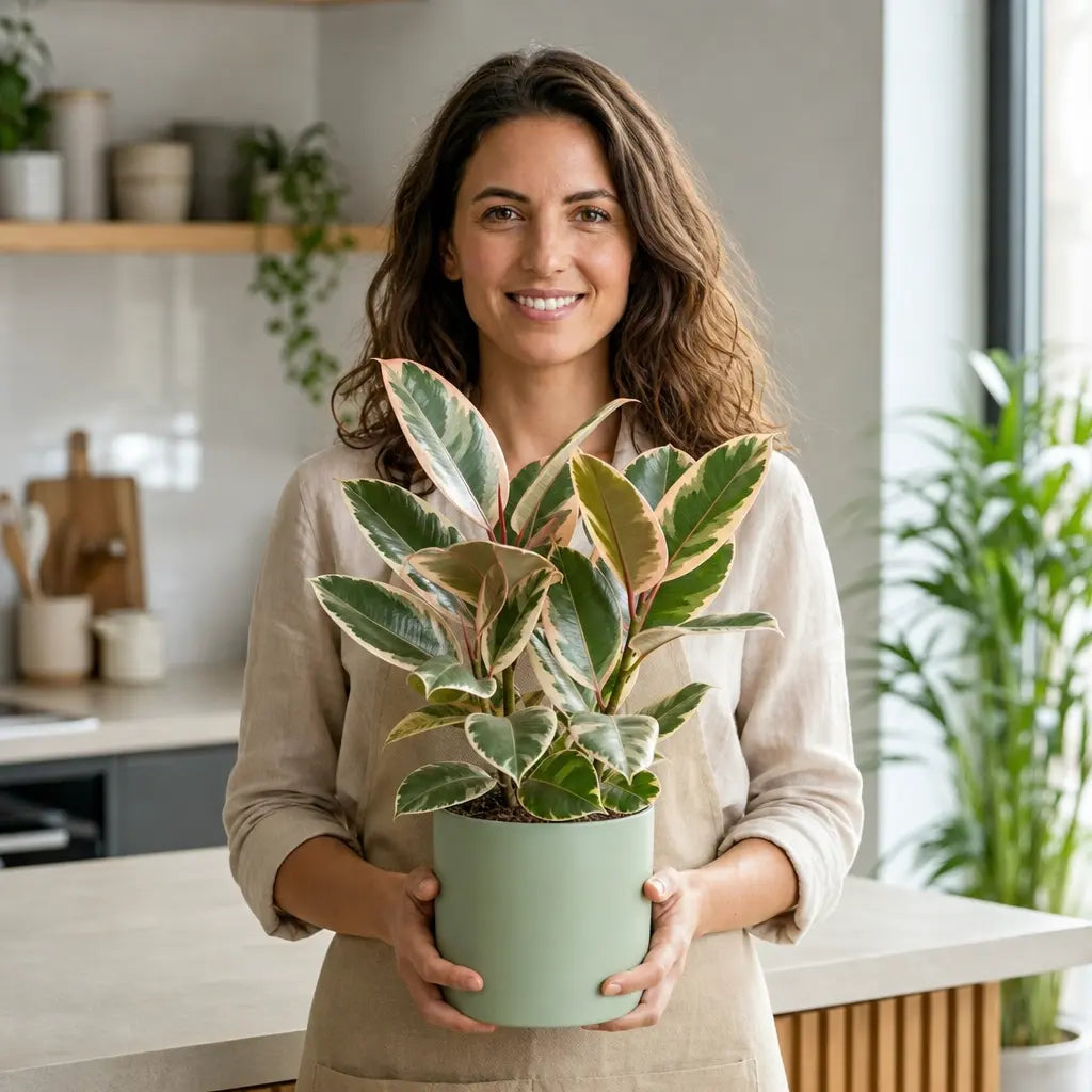Ficus Tineke Rubber Plant – Elegant Variegated Green and Cream Indoor Houseplant Plants By Post