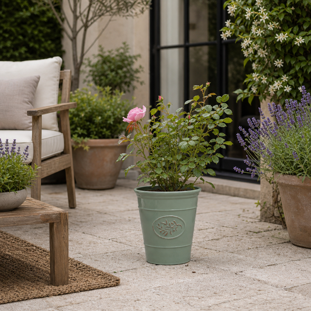 3L Pink Patio Rose Outdoor Garden Rose in Decorative Pot
