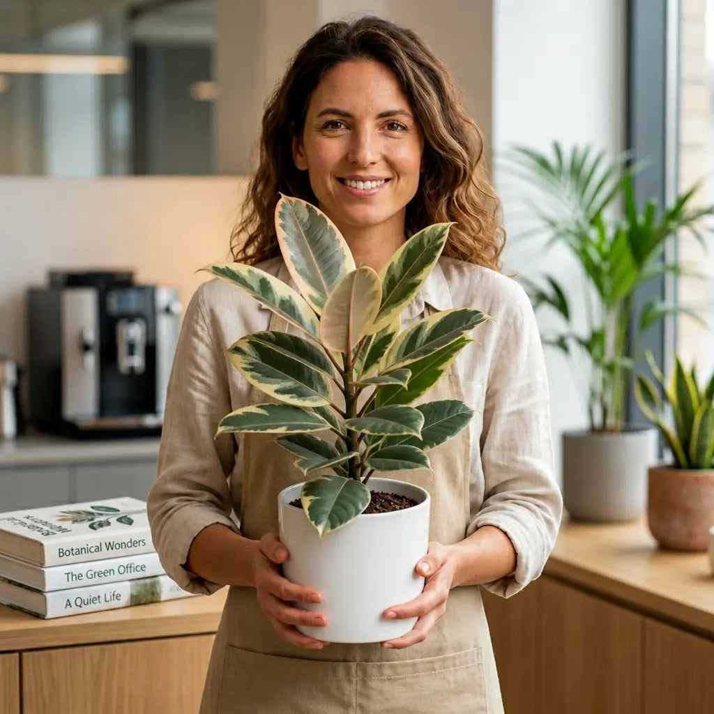 Ficus Tineke Rubber Plant – Elegant Variegated Green and Cream Indoor Houseplant Plants By Post