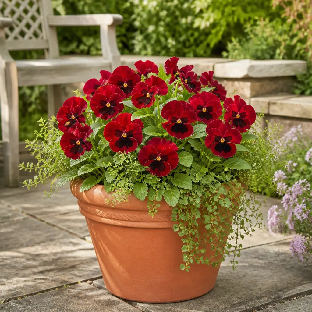 Pansy Delta Pro Red with Blotch 9Pack × 2 Spring & Autumn Bedding Plants Plants By Post