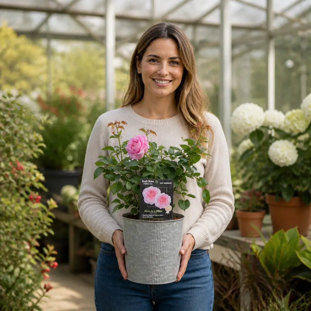3L Mum In A Million Pink Rose Bush - Beautiful Flowering Plant Gift Plants By Post