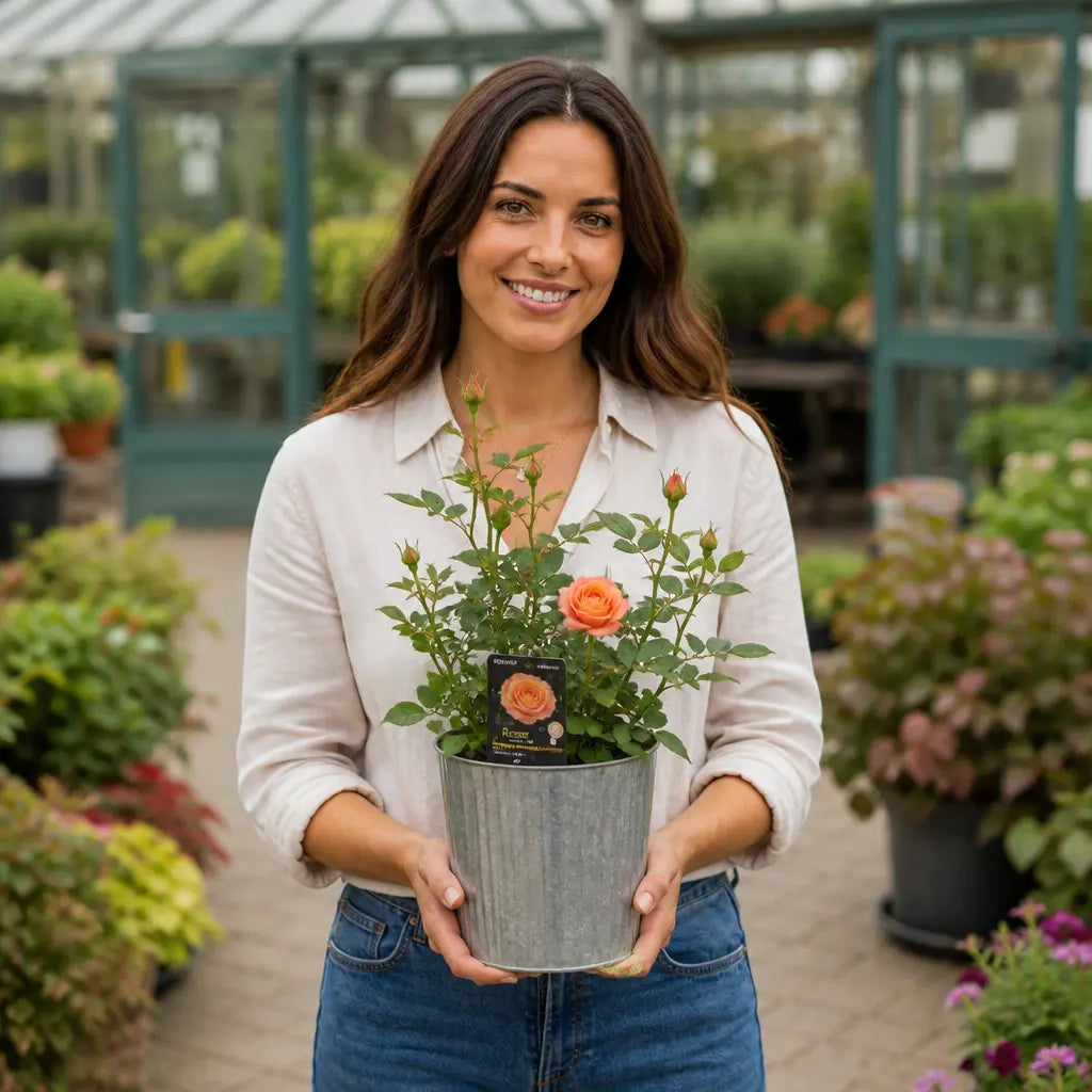 3L Happy Birthday Peach Rose Bush - Beautiful Flowering Plant Gift Plants By Post
