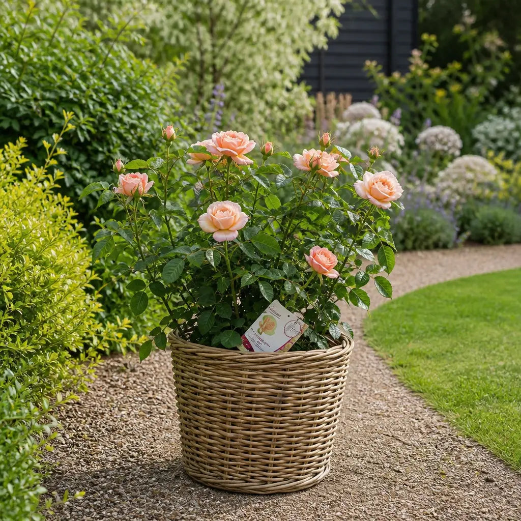 5L Rose Many Happy Returns Peach Rose Bush - Beautiful Flowering Garden Plant Plants By Post