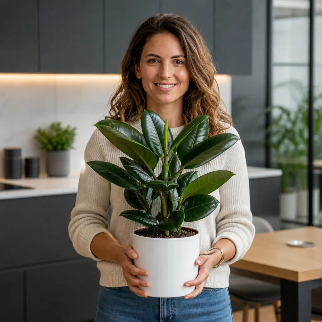 Ficus Robusta Rubber Plant – Elegant Glossy Green Foliage Indoor Houseplant Plants By Post