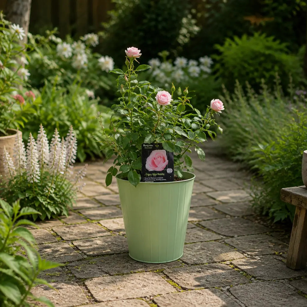 3L Happy Silver Wedding Light Pink Rose Bush - Beautiful Flowering Plant Gift Plants By Post