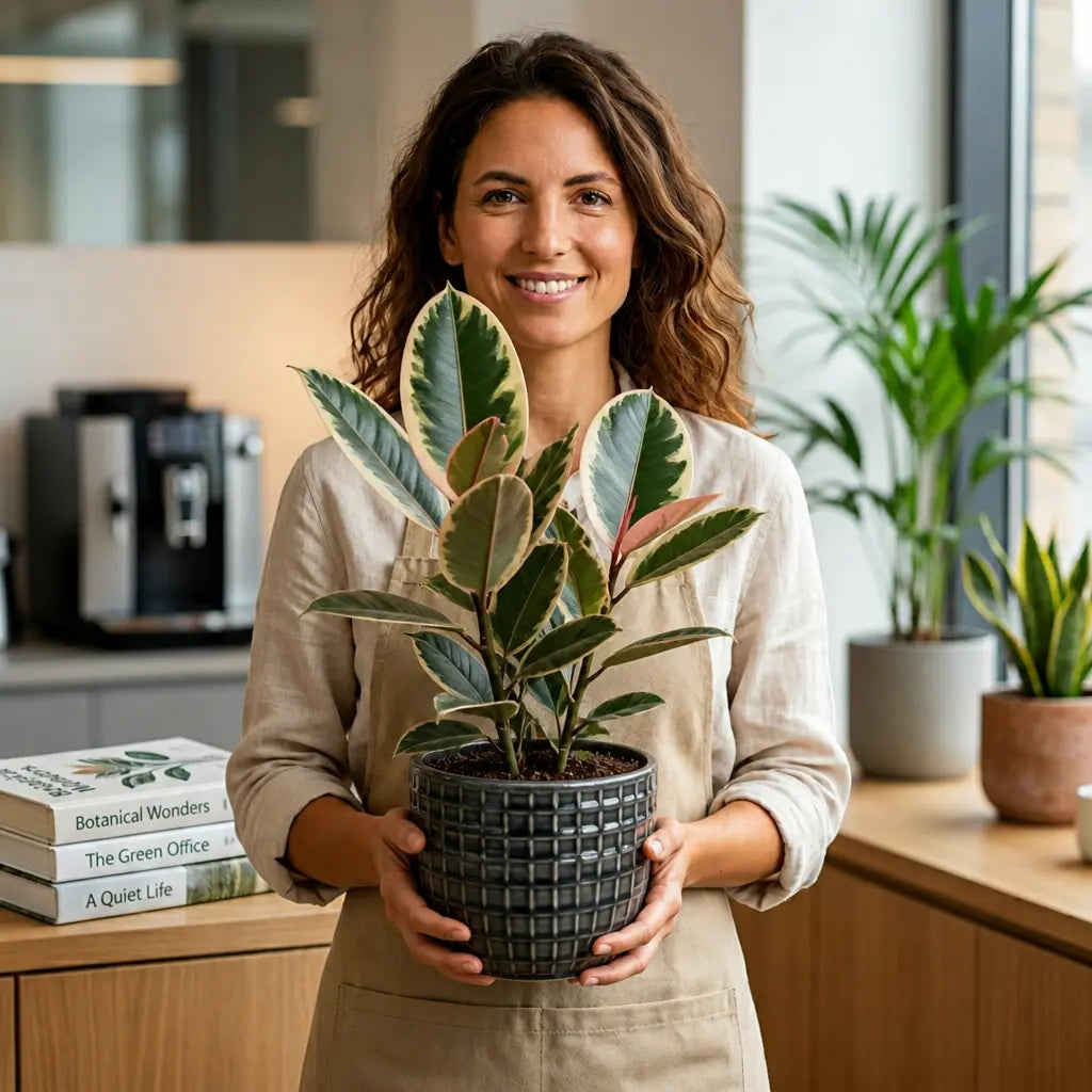 Ficus Tineke Rubber Plant – Elegant Variegated Green and Cream Indoor Houseplant Plants By Post