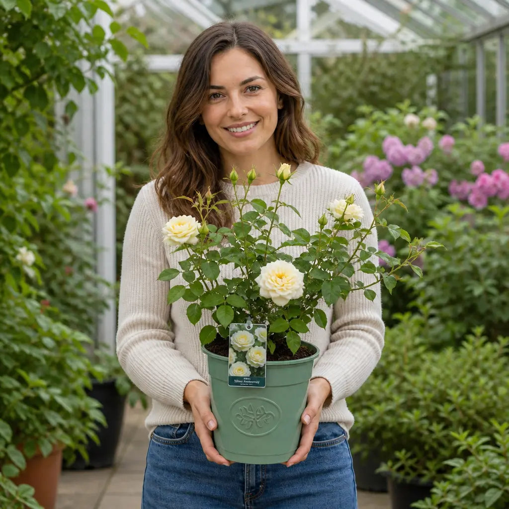 3L Silver Anniversary Yellow Rose Bush - Beautiful Flowering Plant Gift Plants By Post