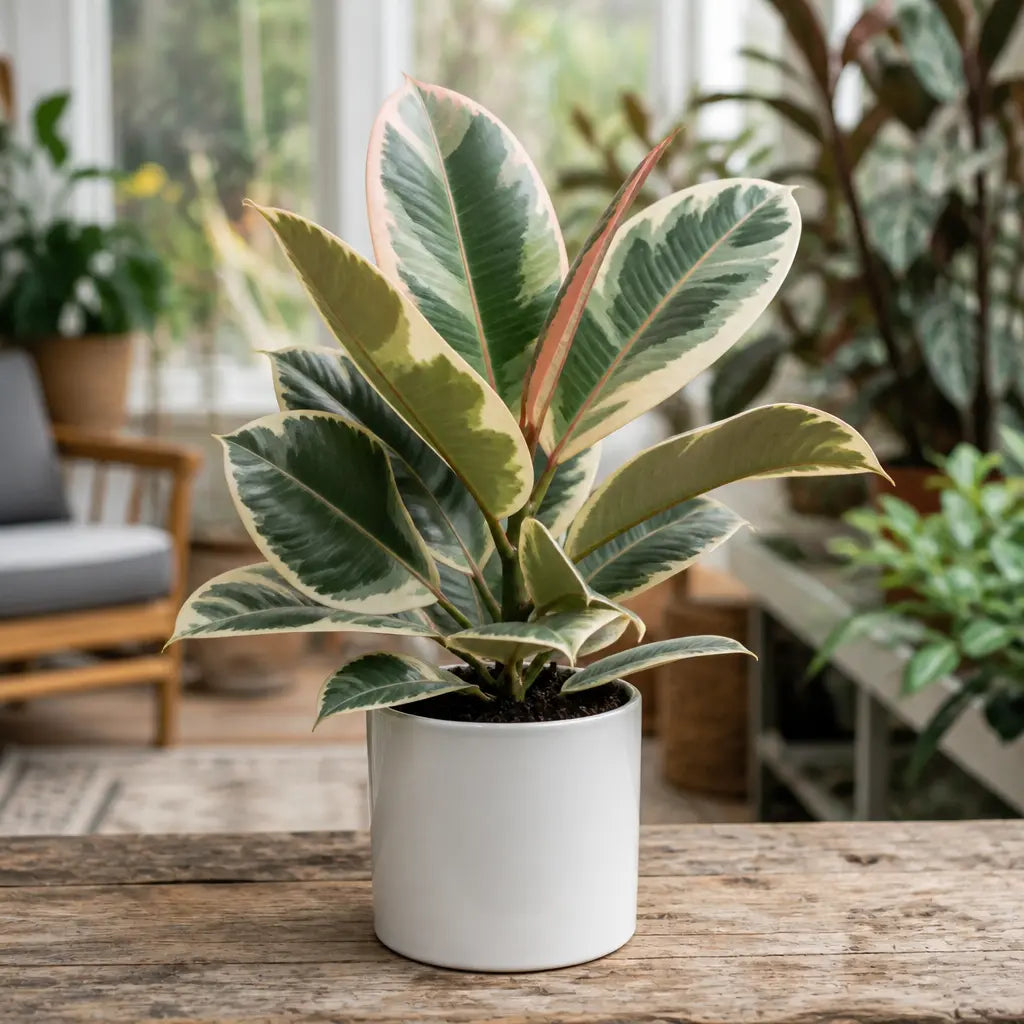 Ficus Tineke Rubber Plant – Elegant Variegated Green and Cream Indoor Houseplant Plants By Post