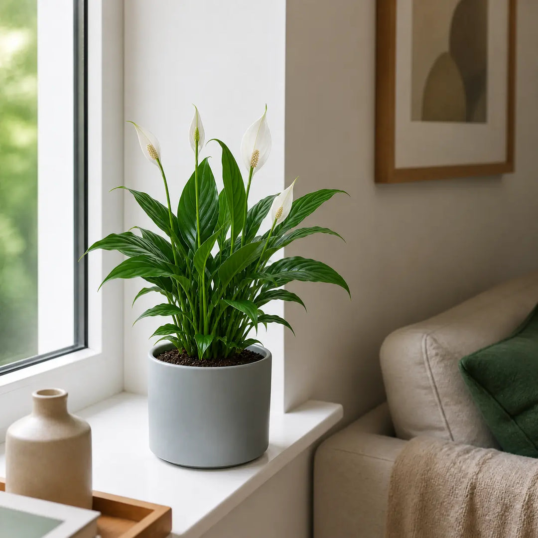 Peace Lily Plant 12cm - Air Purifying Houseplant Elegant Indoor Plant with White Flowers Plants By Post UK