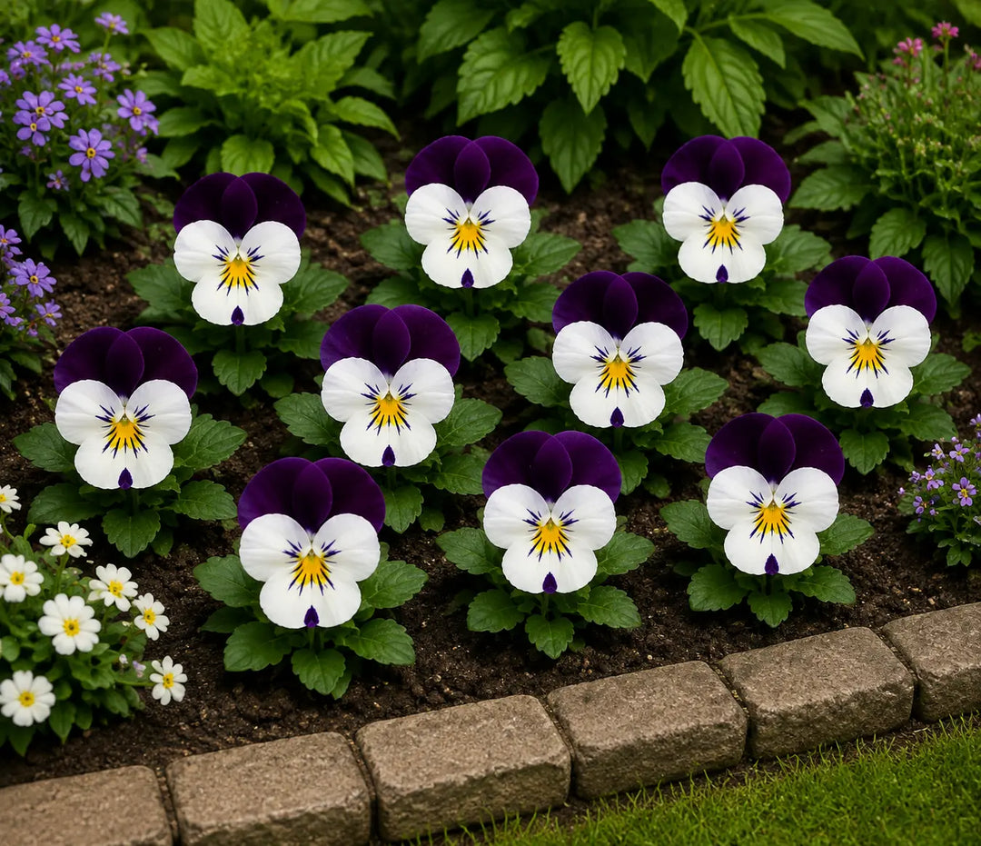 Viola Sorbet White Jump Up 9 Pack × 2 Spring & Autumn Bedding Plants Plants By Post