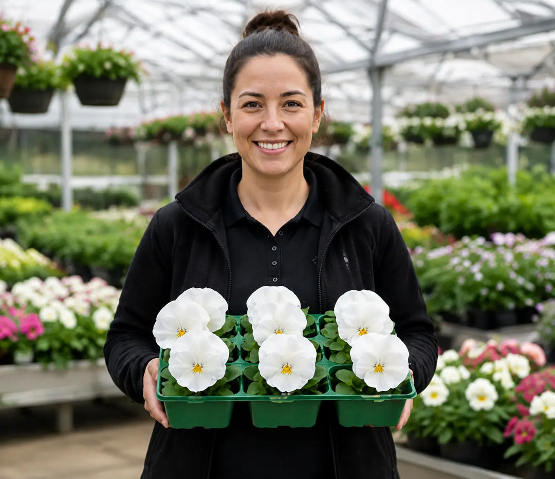 Pansy Delta Pro Clear White 9Pack × 2 Spring & Autumn Bedding Plants Plants By Post