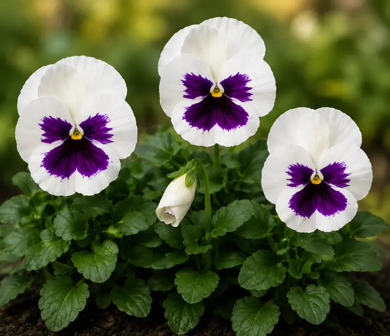 Pansy Delta Pro White with Blotch 9 Pack × 2 Spring & Autumn Bedding Plants Plants By Post