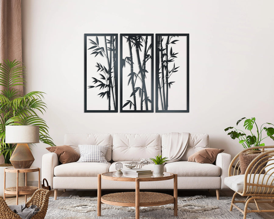 Bamboo - Three piece panel Metal Wall Art Plants By Post