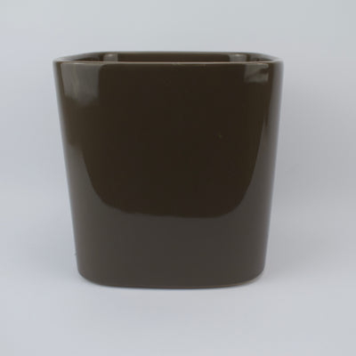 16cm Modern Square Mocha Glazed Ceramic Plant Pot