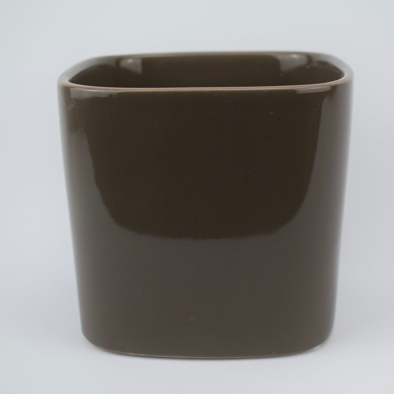 13.5cm Modern Square Mocha Glazed Ceramic Plant Pot